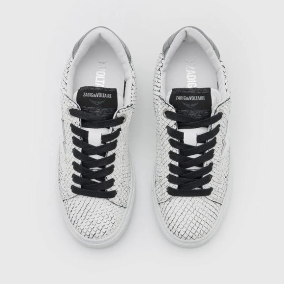 Zadig & Voltaire Shoes - ZADIG & VOLTAIRE Keith Snakeskin Embossed Leather Sneakers